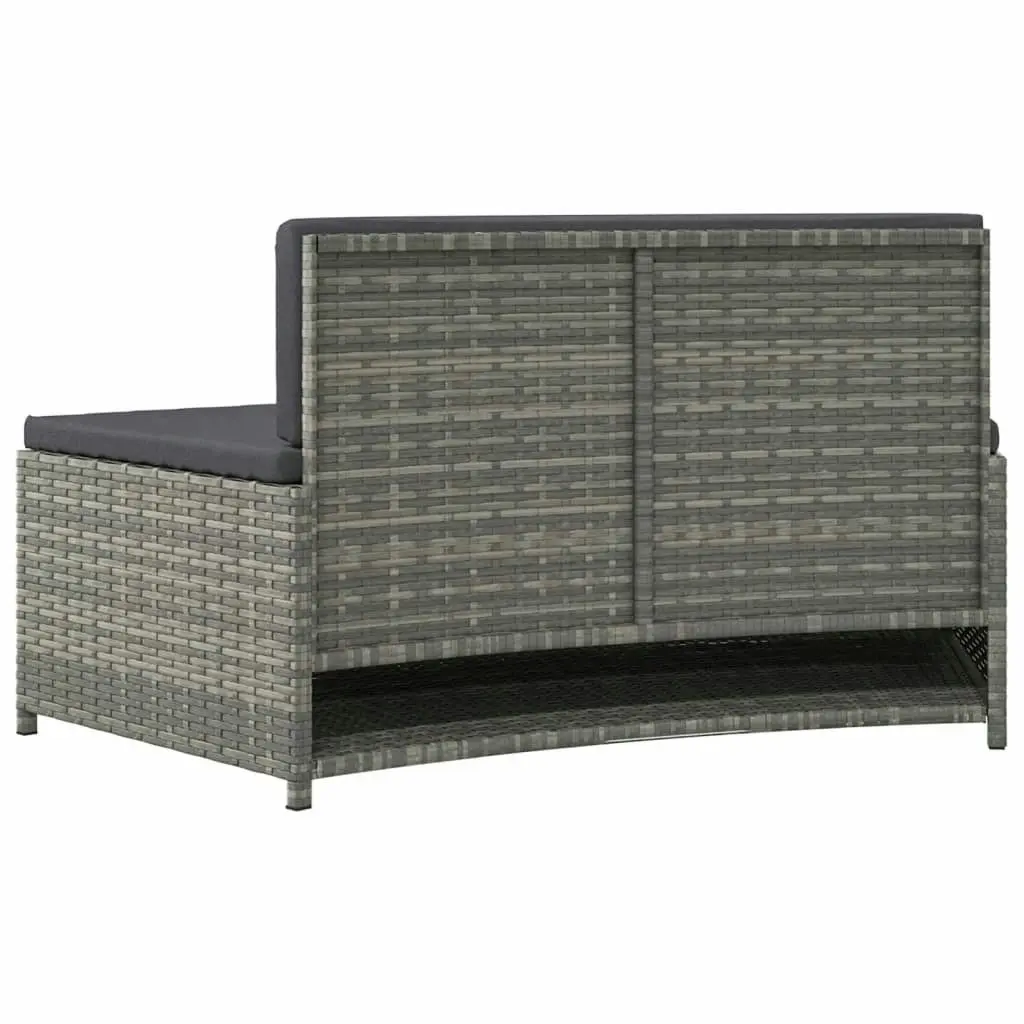 Spa Benches with Cushions 2 pcs Grey Poly Rattan 362263