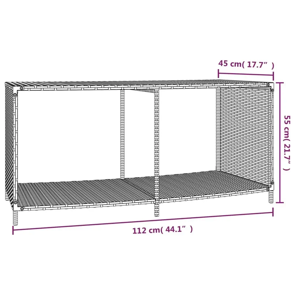 Storage Shelves 2 pcs Grey Poly Rattan 362265