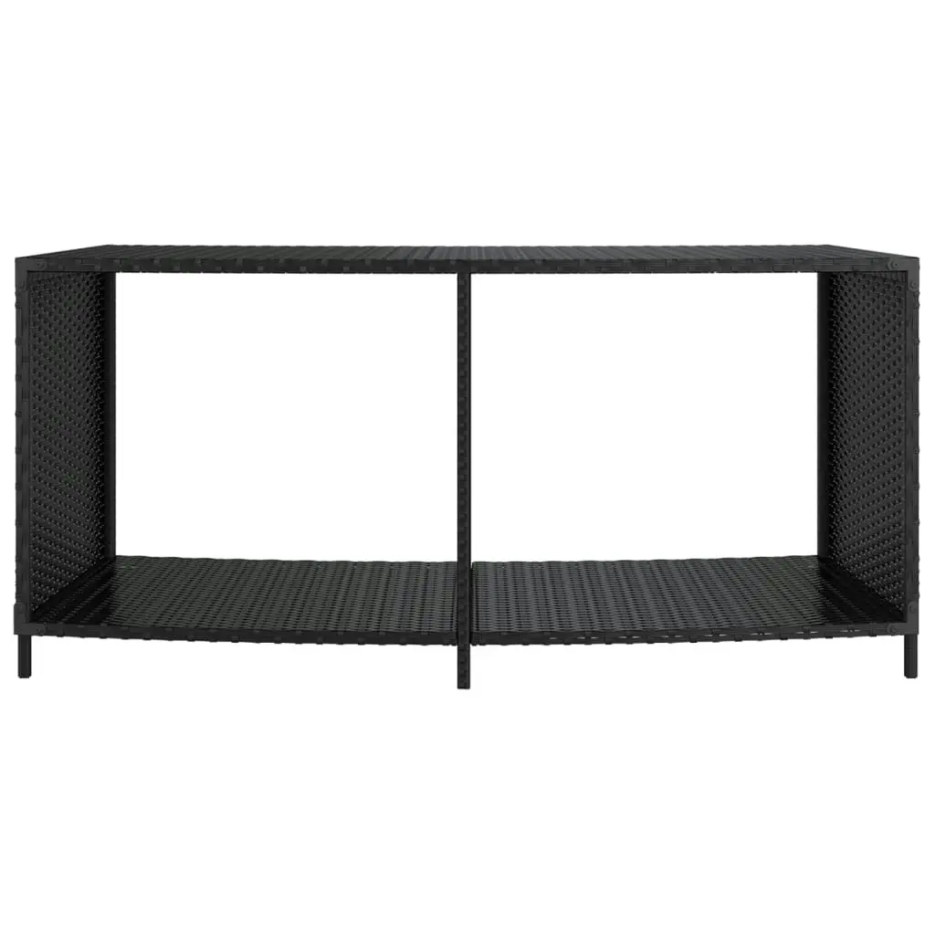 Storage Shelves 2 pcs Black Poly Rattan 362264