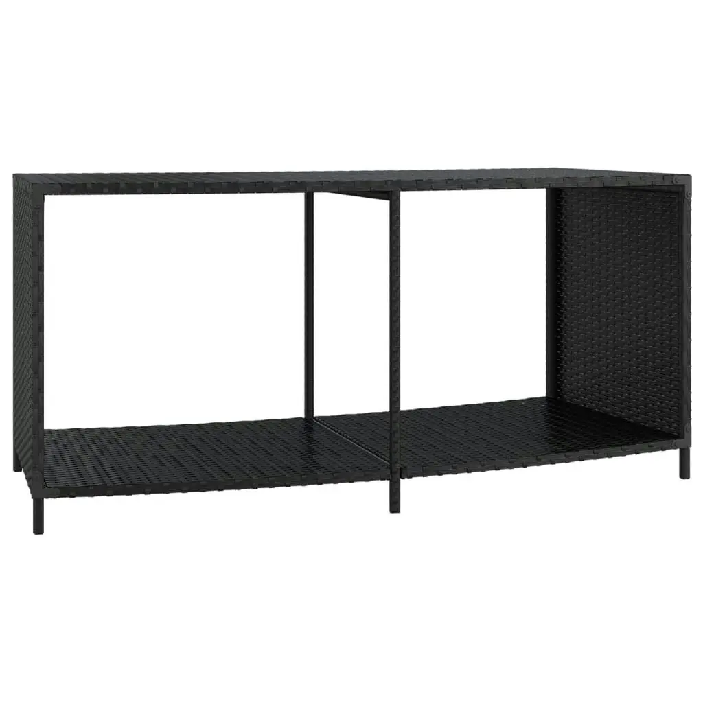 Storage Shelves 2 pcs Black Poly Rattan 362264