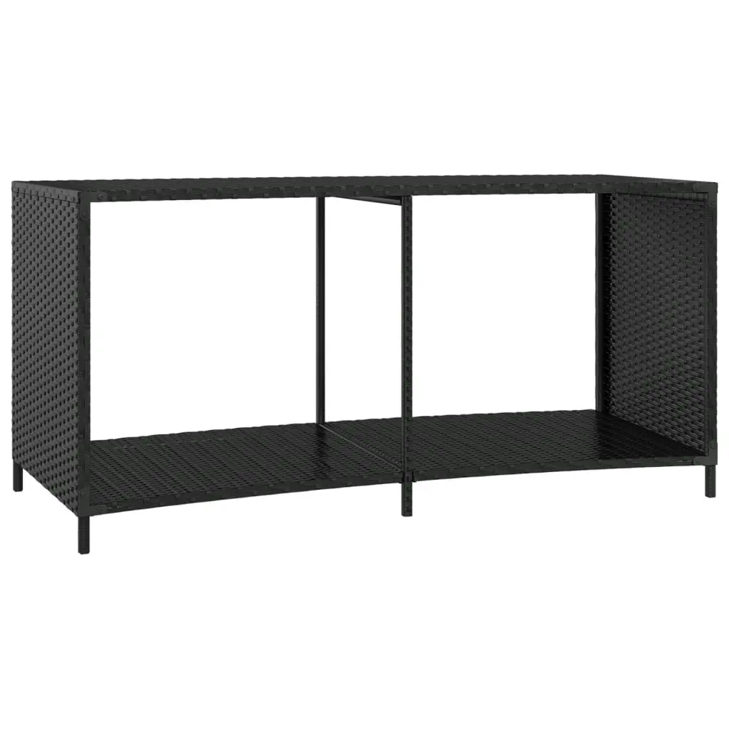 Storage Shelves 2 pcs Black Poly Rattan 362264