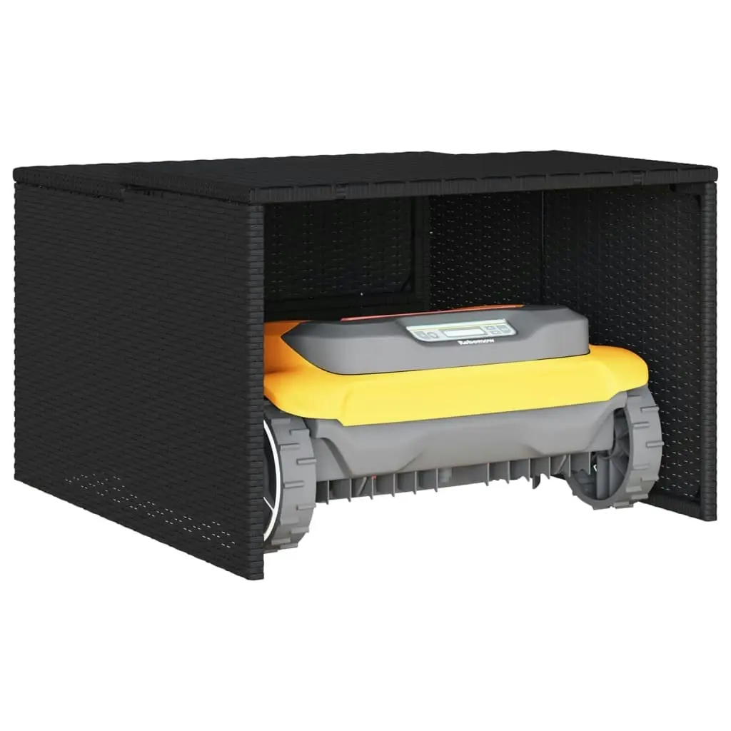 Robot Mower Garage Black 86x90x52/57 cm Poly Rattan 365404