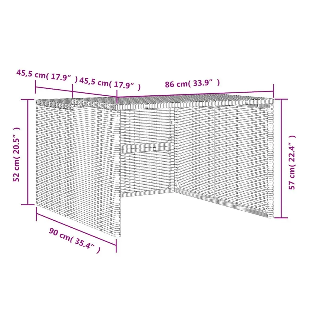 Robot Mower Garage Black 86x90x52/57 cm Poly Rattan 365404