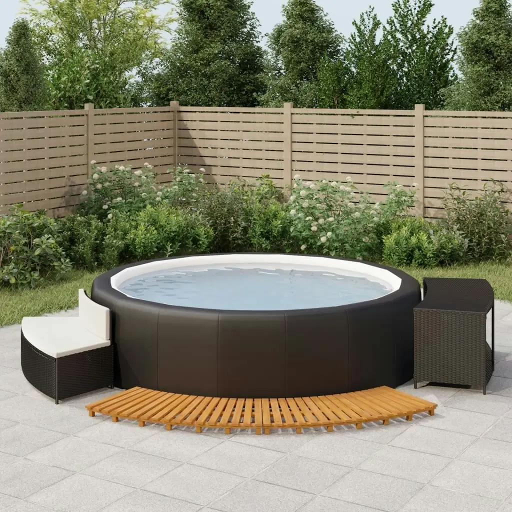 Hot Tub Surround Black Poly Rattan and Solid Wood Acacia 362259