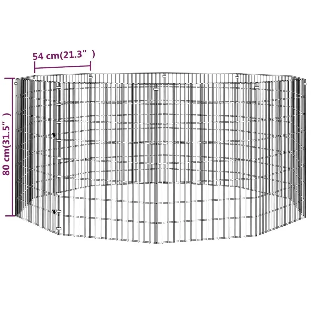 Free Range Animal Enclosure 10-Panel 54x80 cm Galvanised Iron 171579