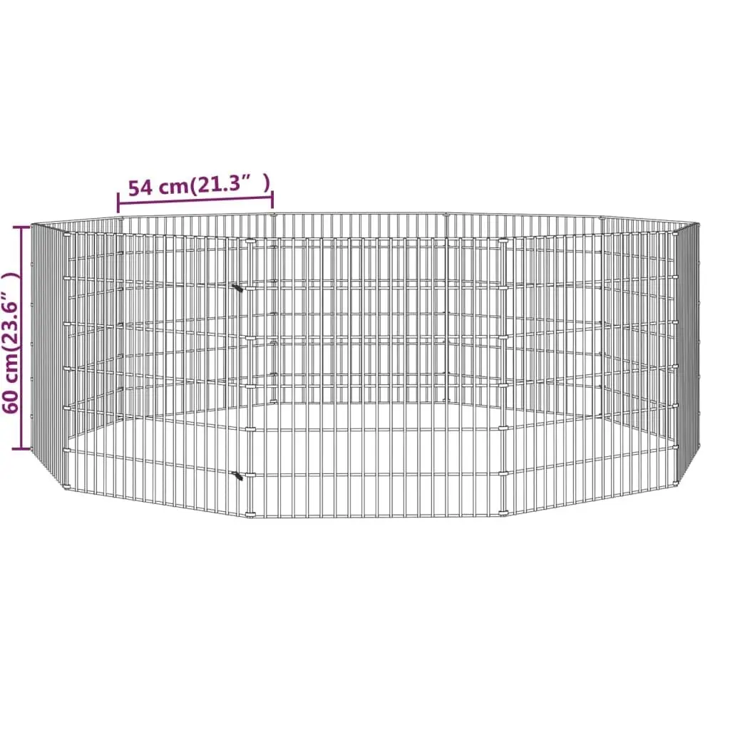 10-Panel Rabbit Cage 54x60 cm Galvanised Iron 171575