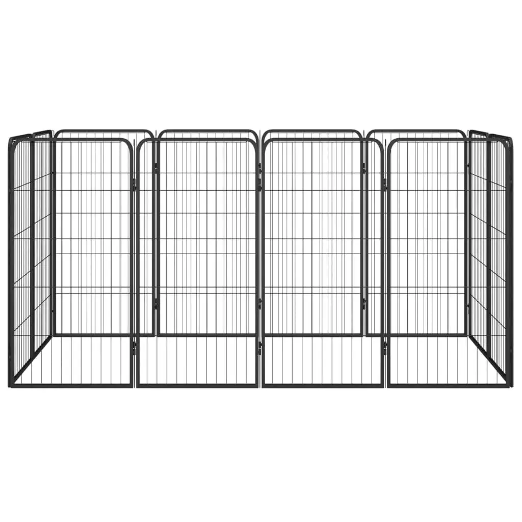 12-Panel Dog Playpen Black 50x100 cm Powder-coated Steel 3115959