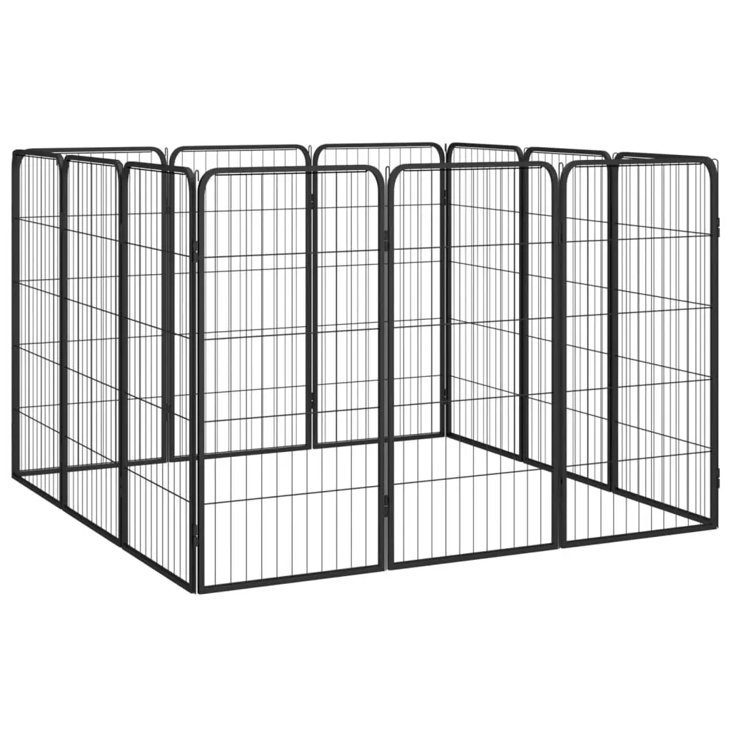 12-Panel Dog Playpen Black 50x100 cm Powder-coated Steel 3115959