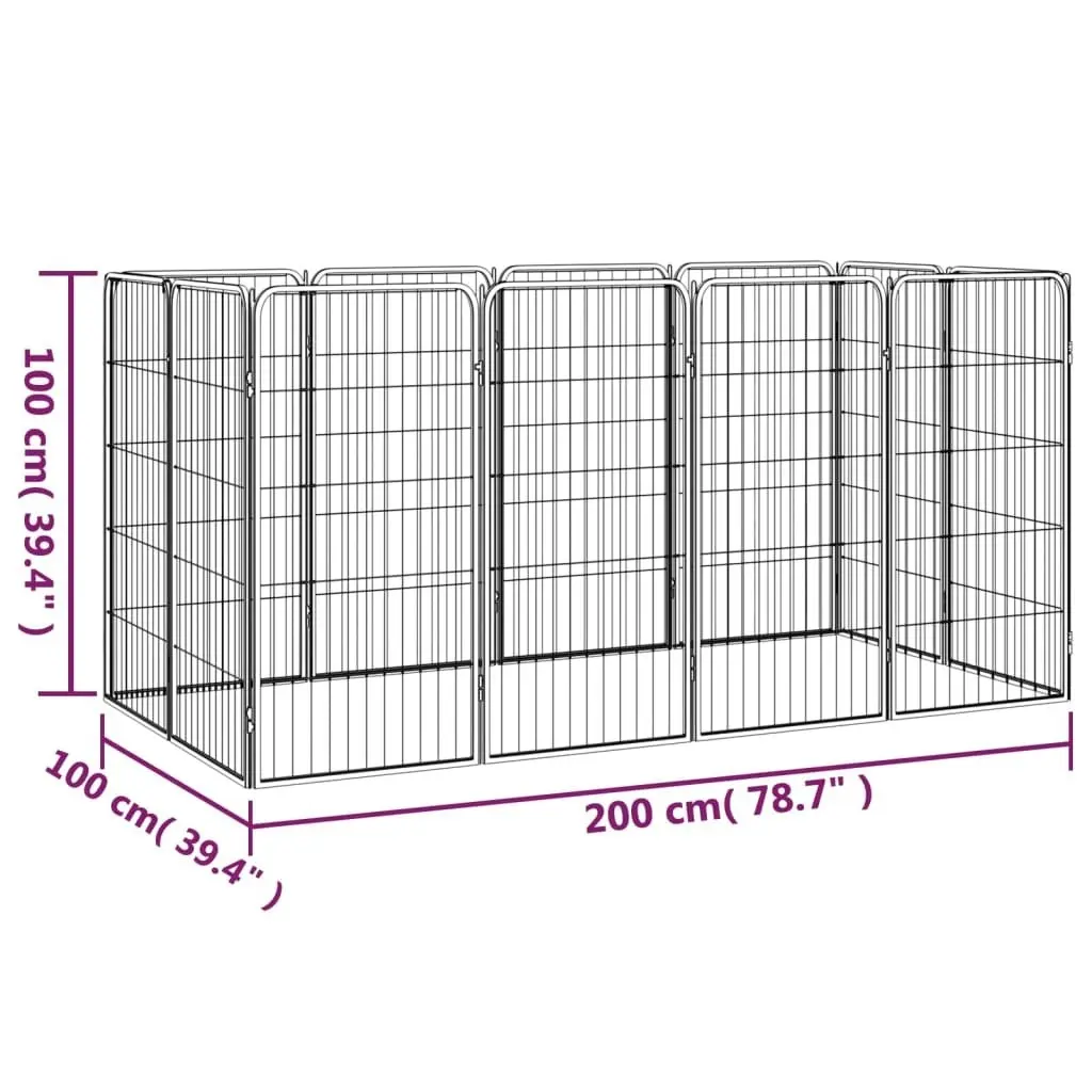 12-Panel Dog Playpen Black 50x100 cm Powder-coated Steel 3115959