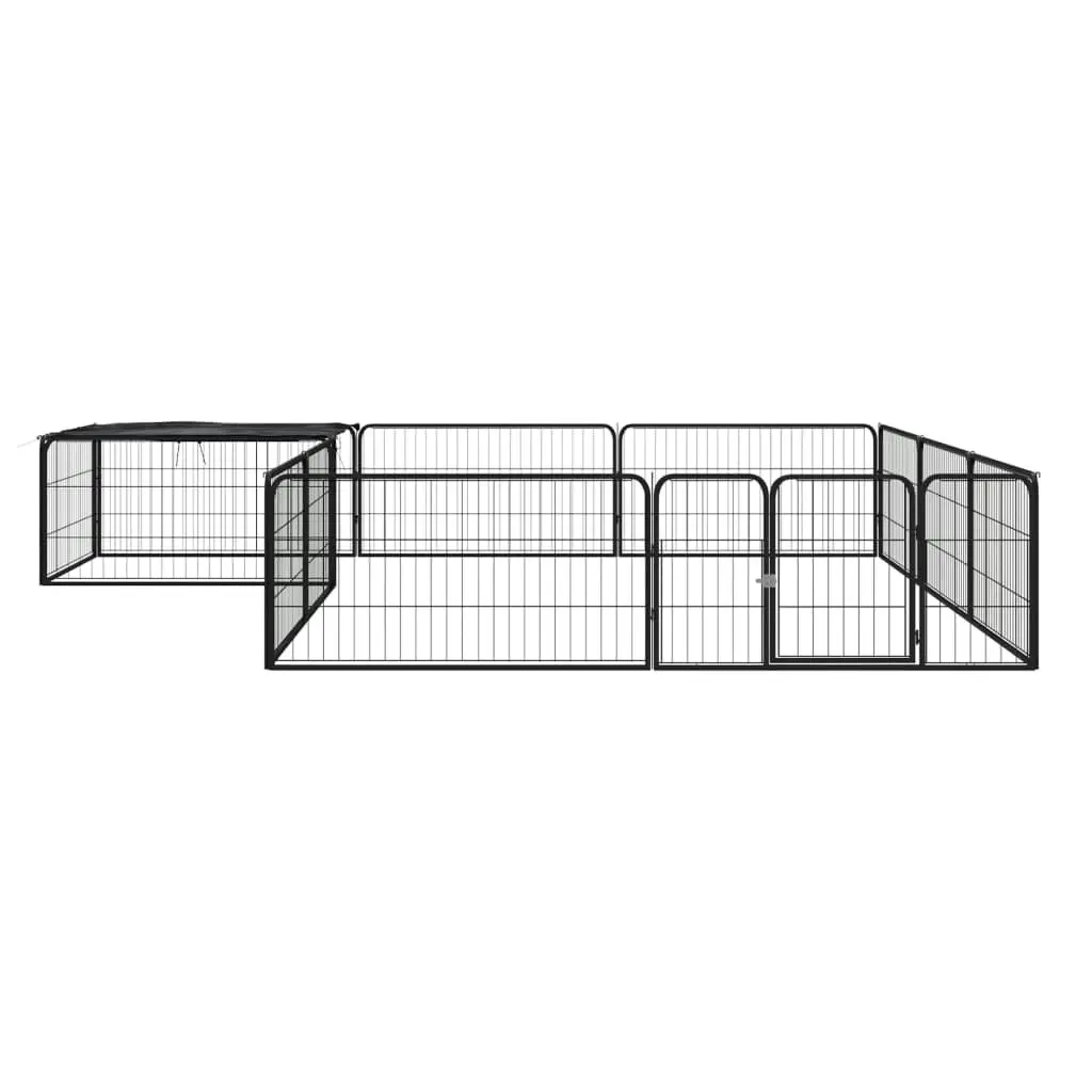 12-Panel Dog Playpen Black 100x50 cm Powder-coated Steel 3115977