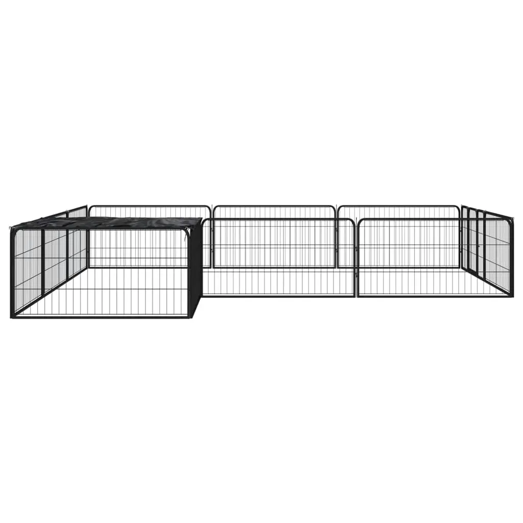 12-Panel Dog Playpen Black 100x50 cm Powder-coated Steel 3115977