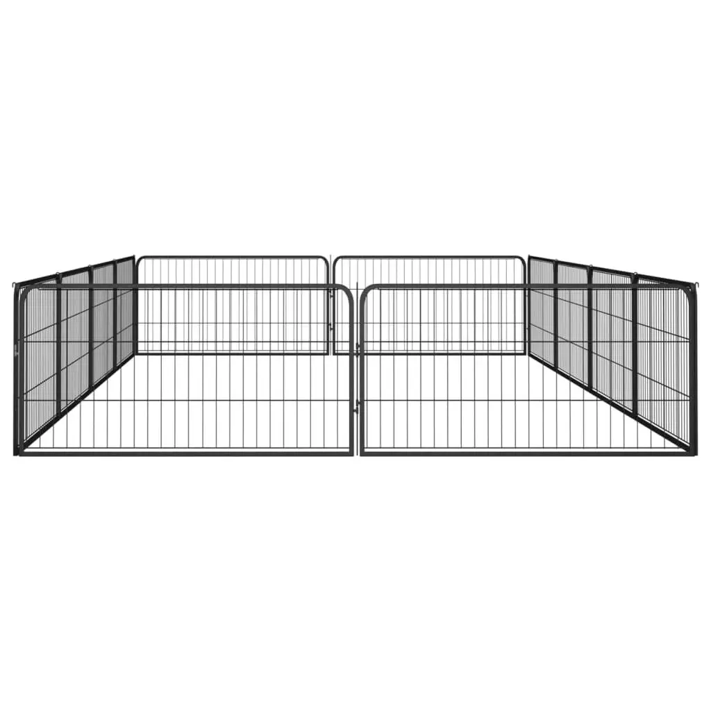 12-Panel Dog Playpen Black 100x50 cm Powder-coated Steel 3115968