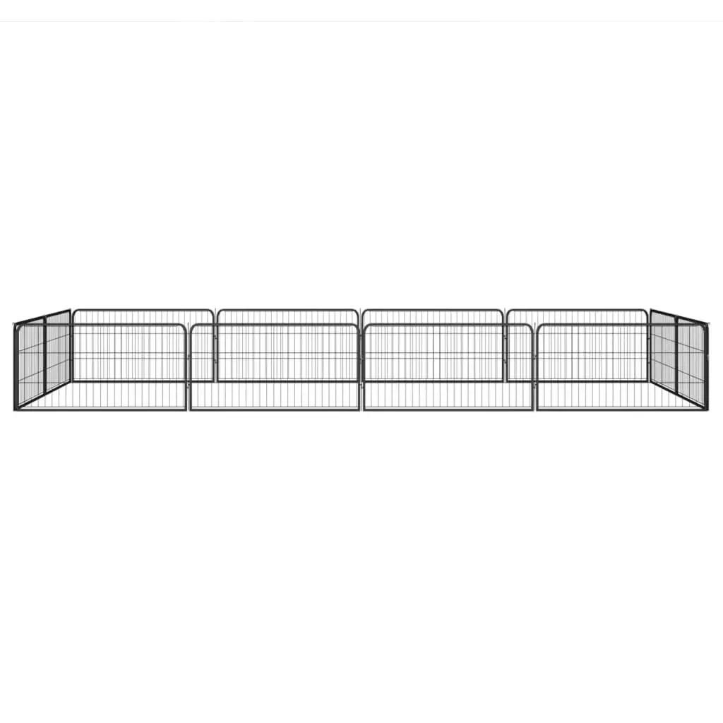 12-Panel Dog Playpen Black 100x50 cm Powder-coated Steel 3115968