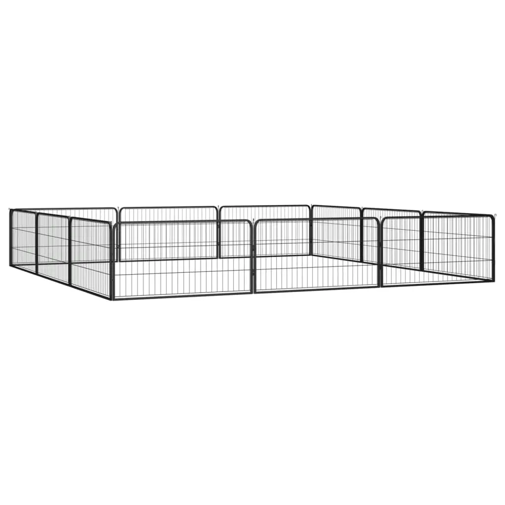 12-Panel Dog Playpen Black 100x50 cm Powder-coated Steel 3115968