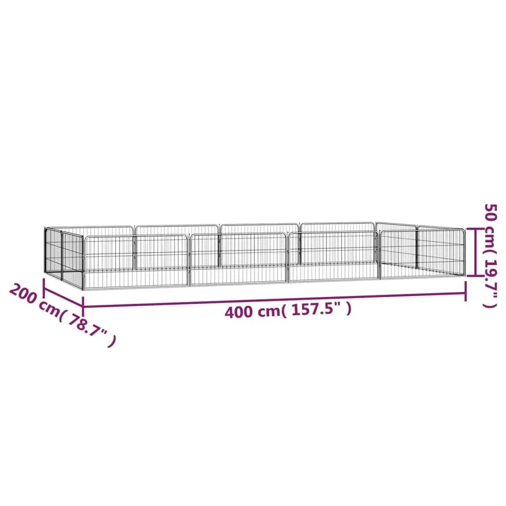 12-Panel Dog Playpen Black 100x50 cm Powder-coated Steel 3115968