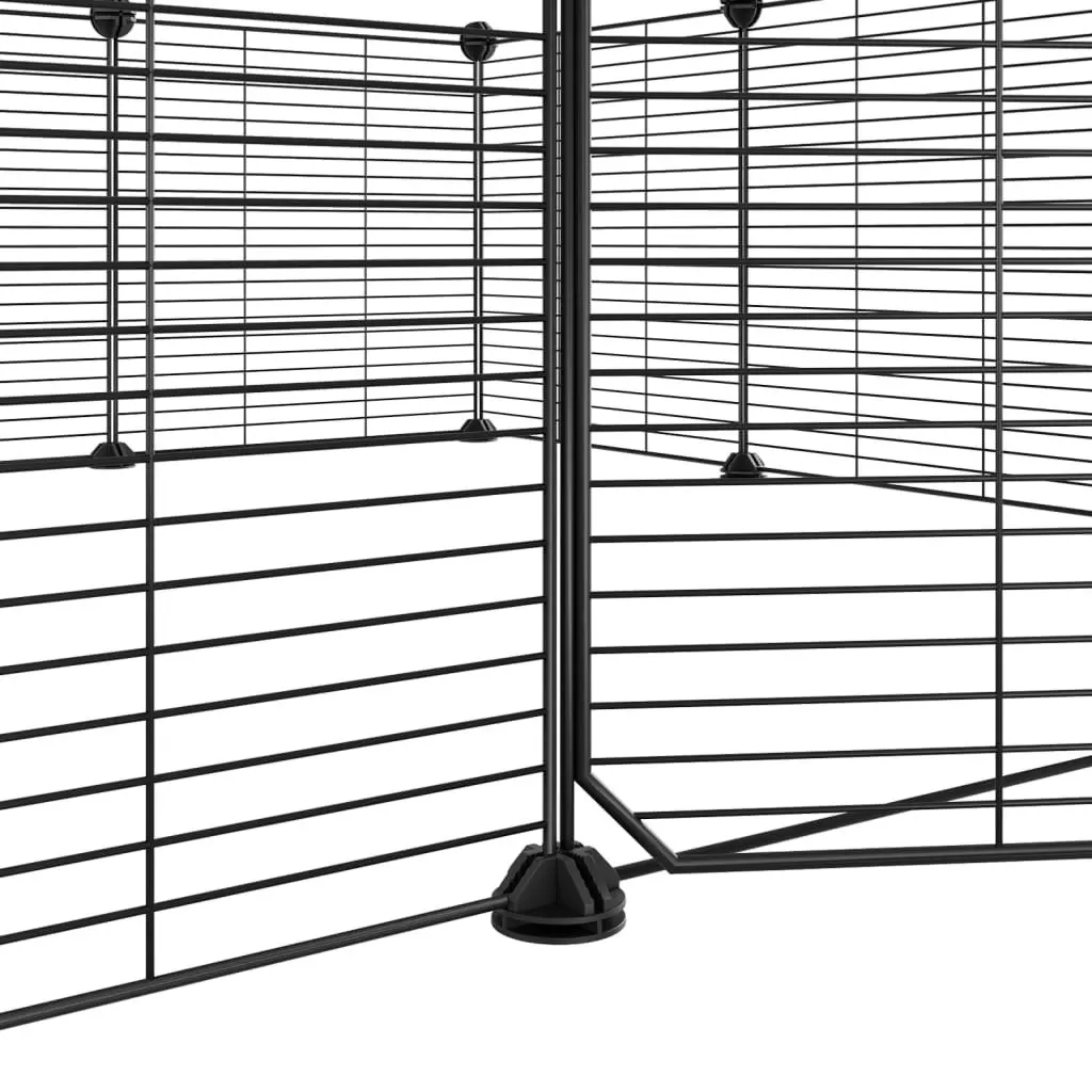 12-Panel Pet Cage with Door Black 35x35 cm Steel 171626