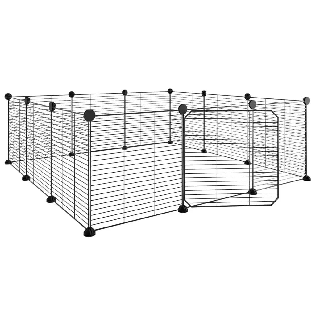 12-Panel Pet Cage with Door Black 35x35 cm Steel 171626