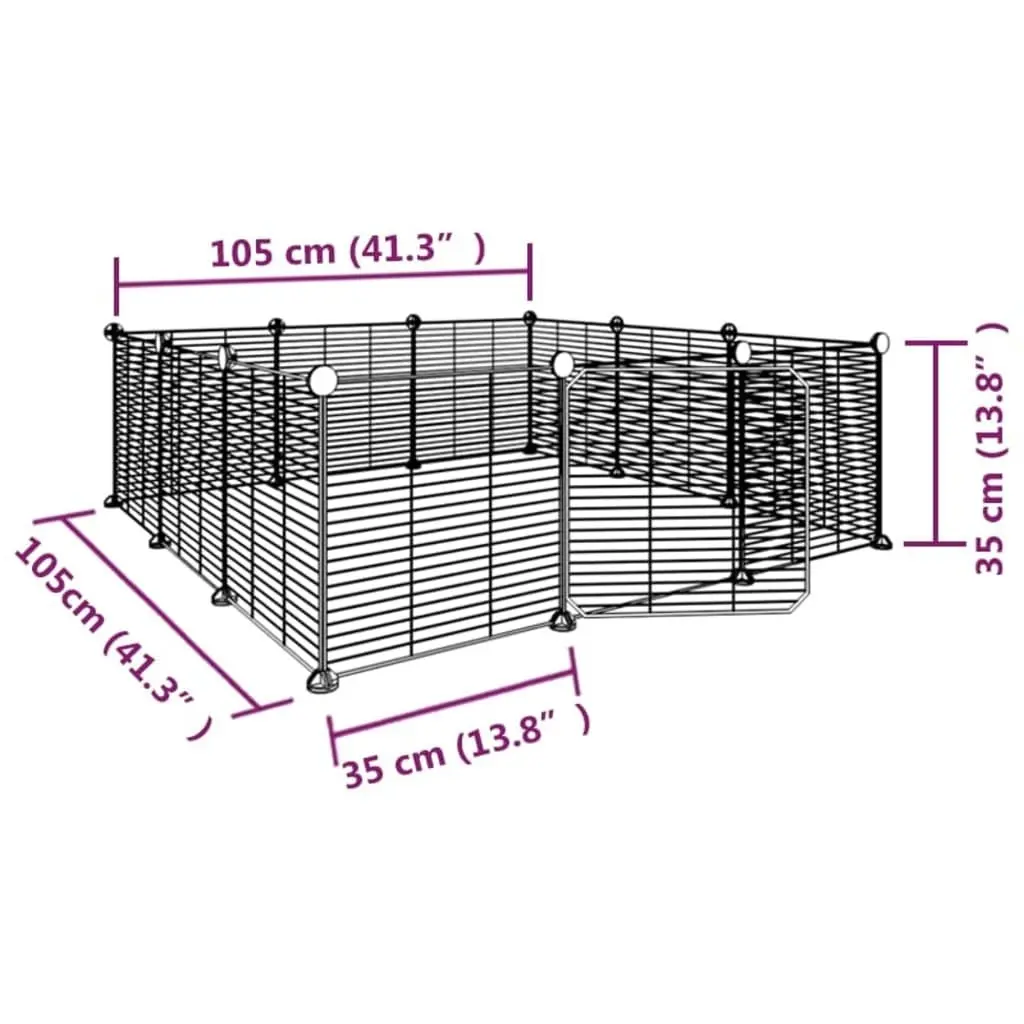 12-Panel Pet Cage with Door Black 35x35 cm Steel 171626