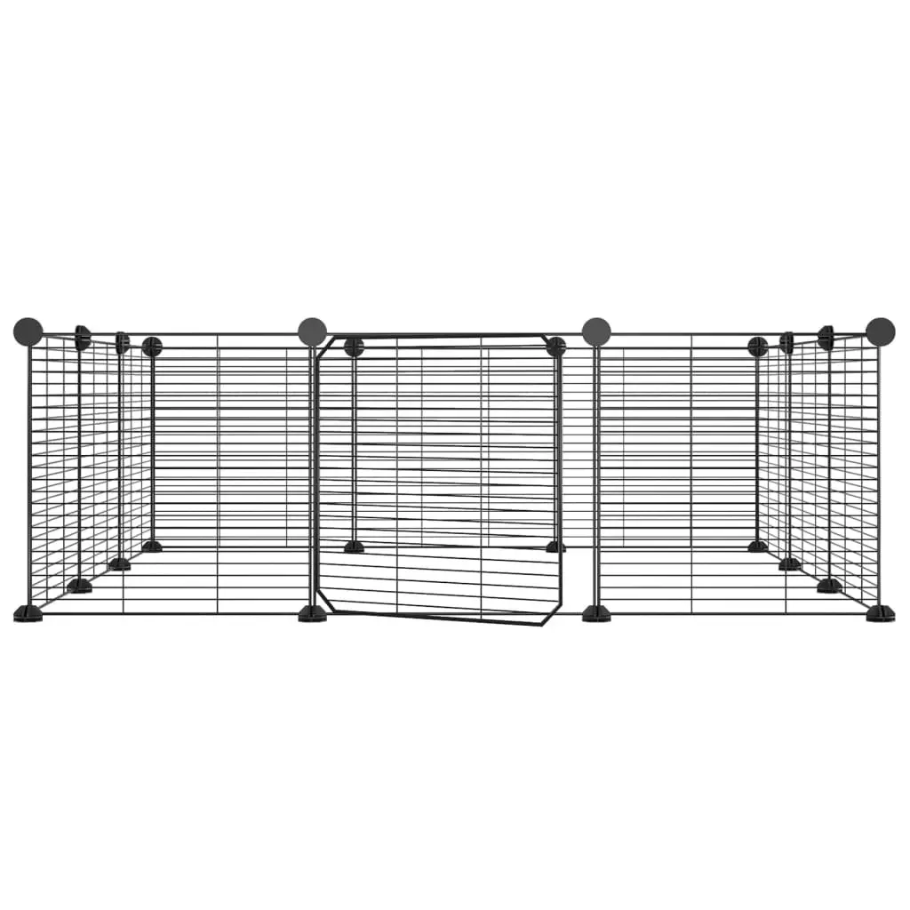 12-Panel Pet Cage with Door Black 35x35 cm Steel 171626