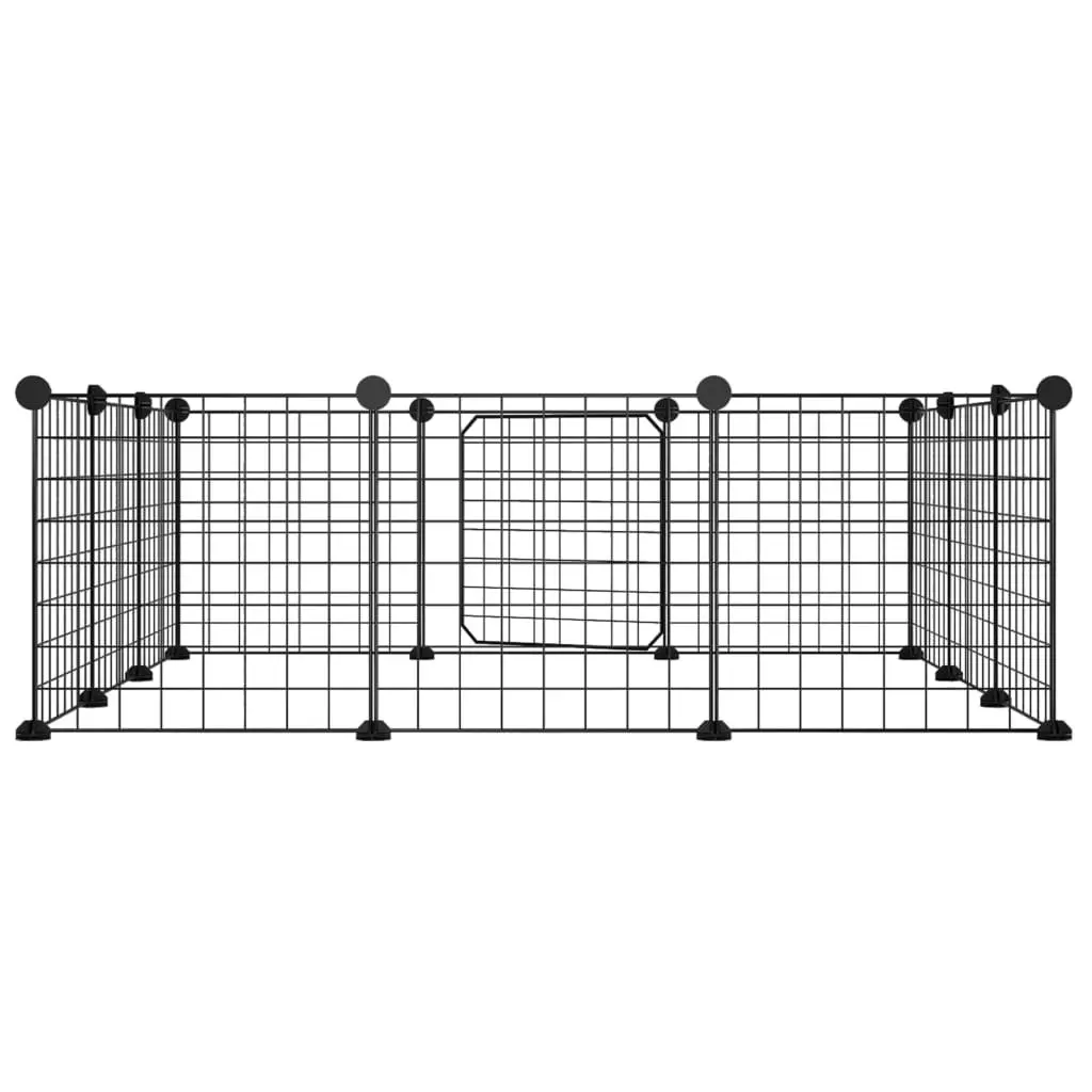 12-Panel Pet Cage with Door Black 35x35 cm Steel 171623