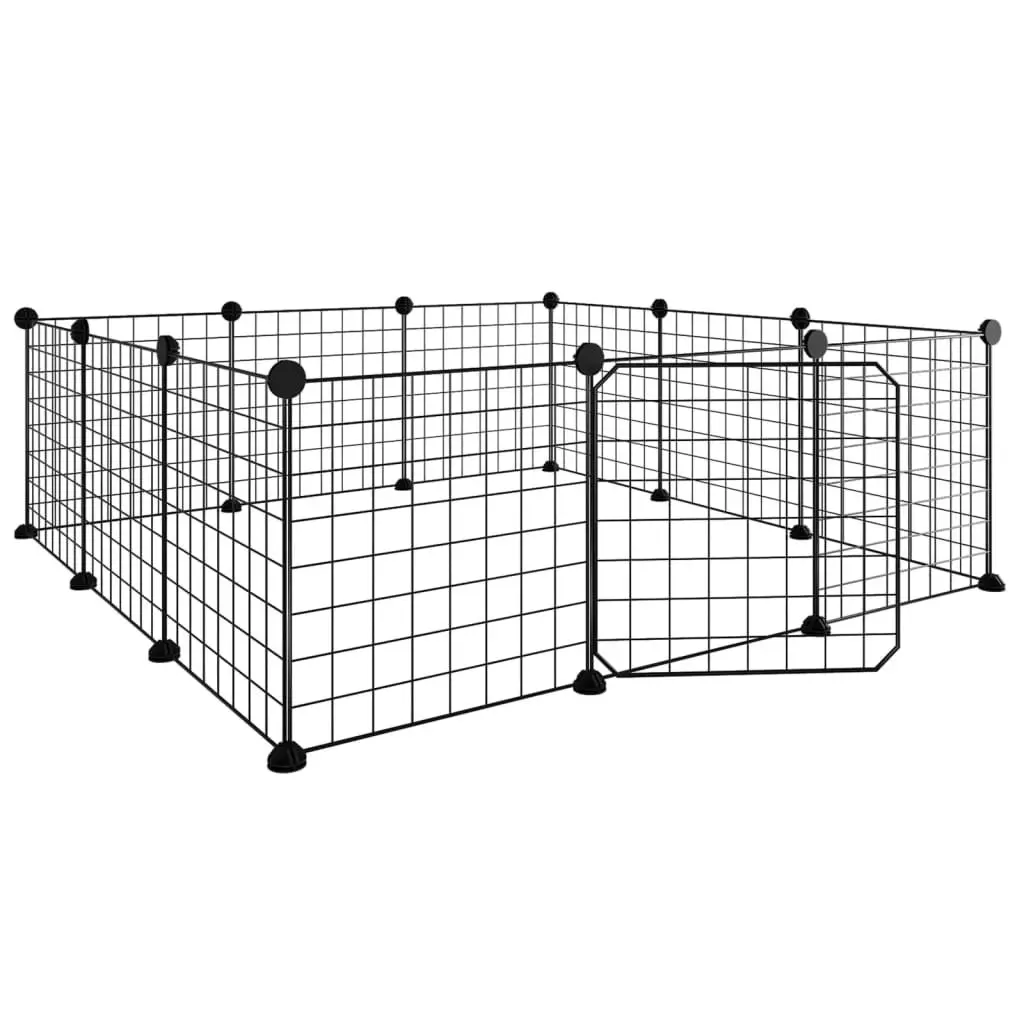 12-Panel Pet Cage with Door Black 35x35 cm Steel 171623