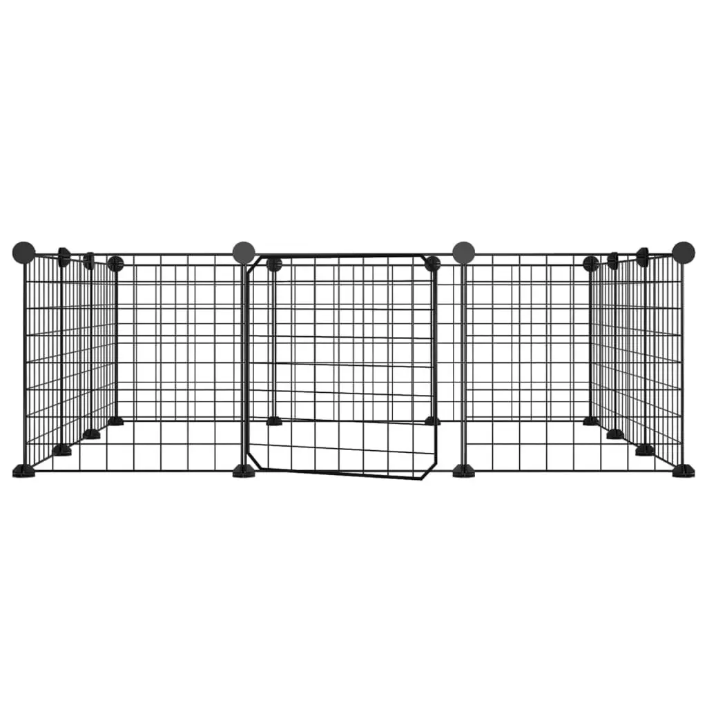 12-Panel Pet Cage with Door Black 35x35 cm Steel 171623