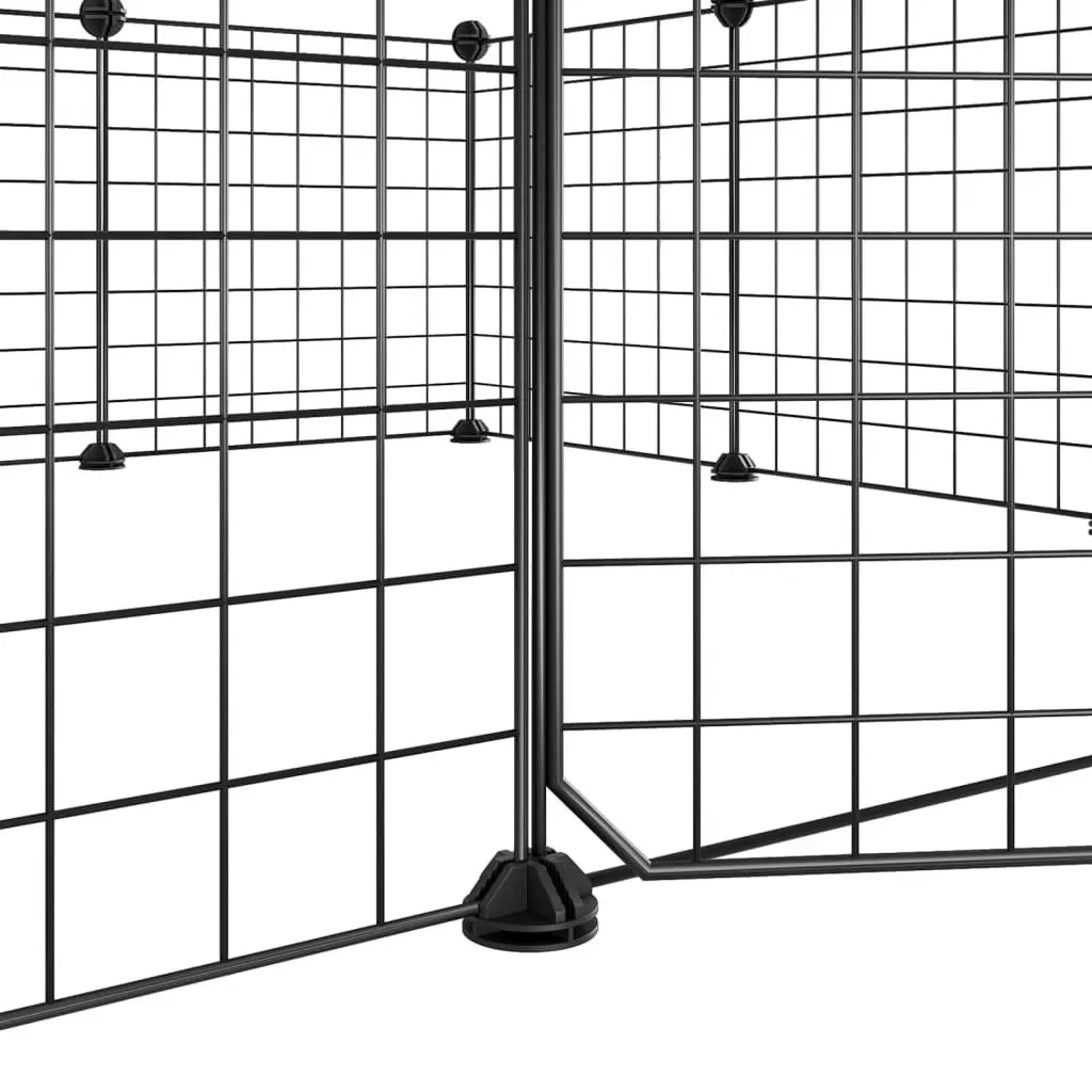 12-Panel Pet Cage with Door Black 35x35 cm Steel 171623