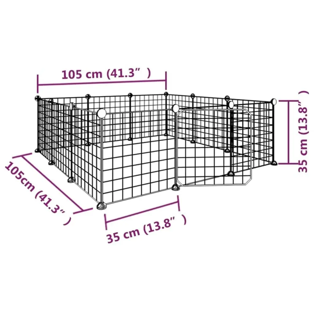 12-Panel Pet Cage with Door Black 35x35 cm Steel 171623