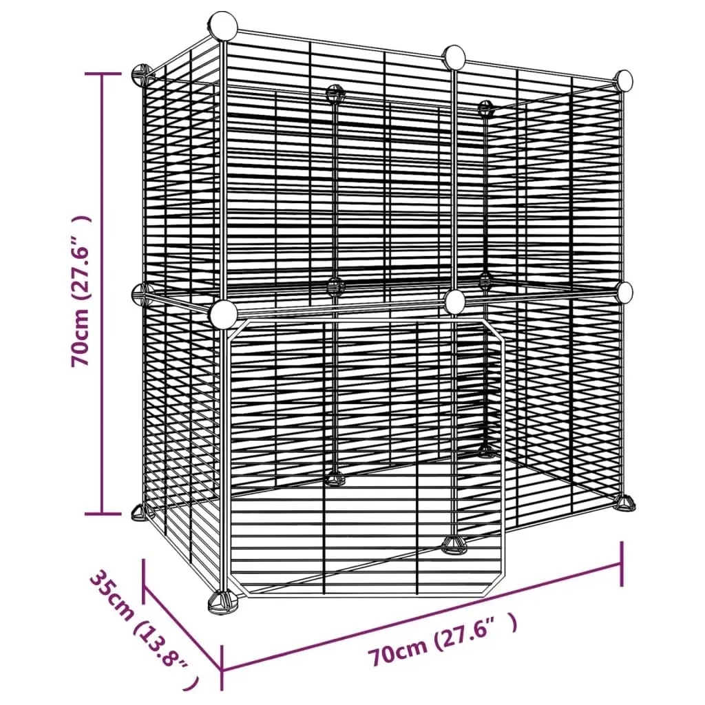 12-Panel Pet Cage with Door Black 35x35 cm Steel 3114036