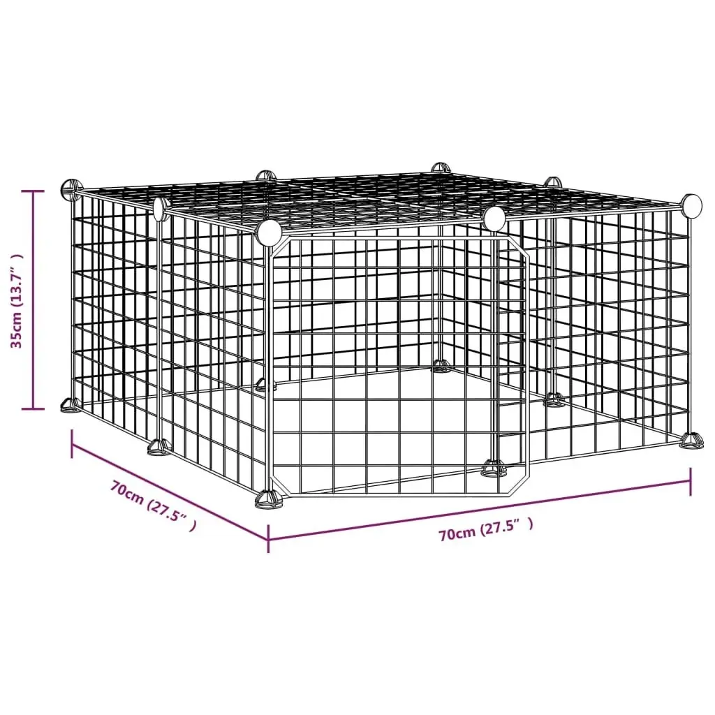 12-Panel Pet Cage with Door Black 35x35 cm Steel 3114051