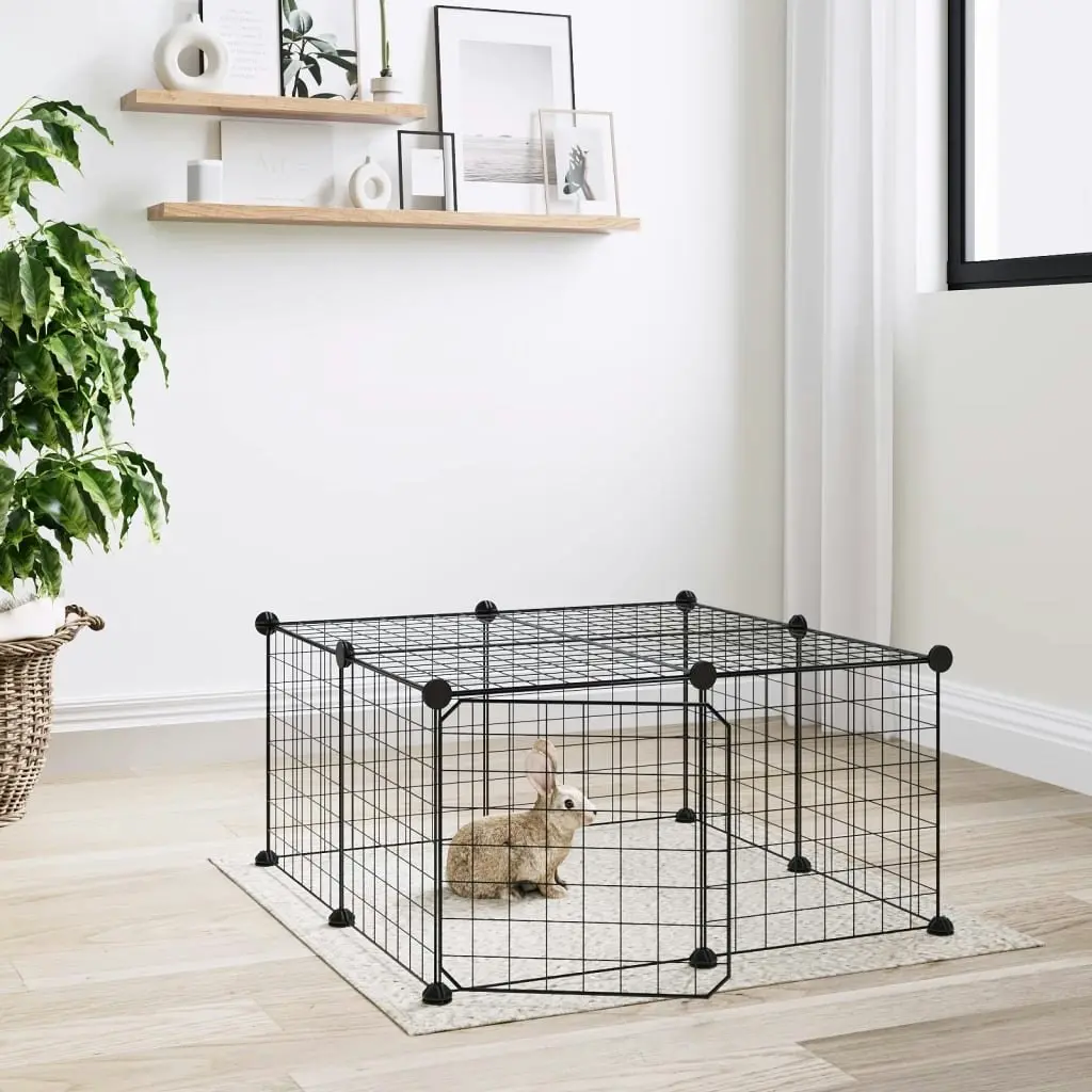 12-Panel Pet Cage with Door Black 35x35 cm Steel 3114051