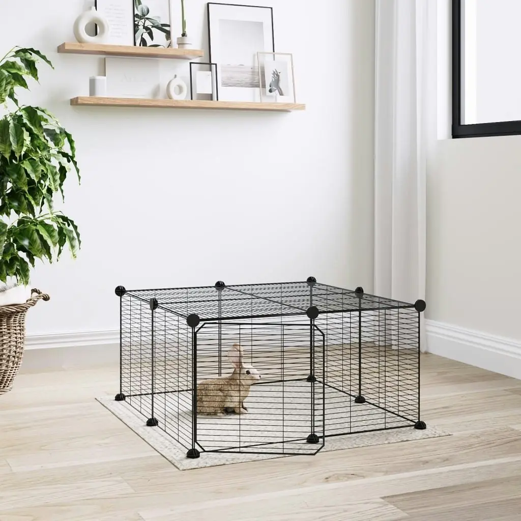 12-Panel Pet Cage with Door Black 35x35 cm Steel 3114054