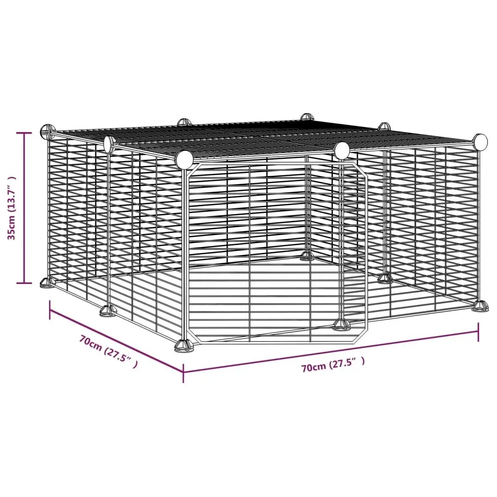 12-Panel Pet Cage with Door Black 35x35 cm Steel 3114054