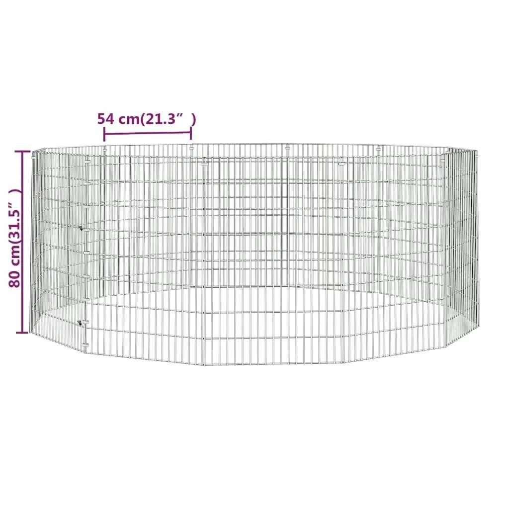 Free Range Animal Enclosure 12-Panel 54x80 cm Galvanised Iron 171580