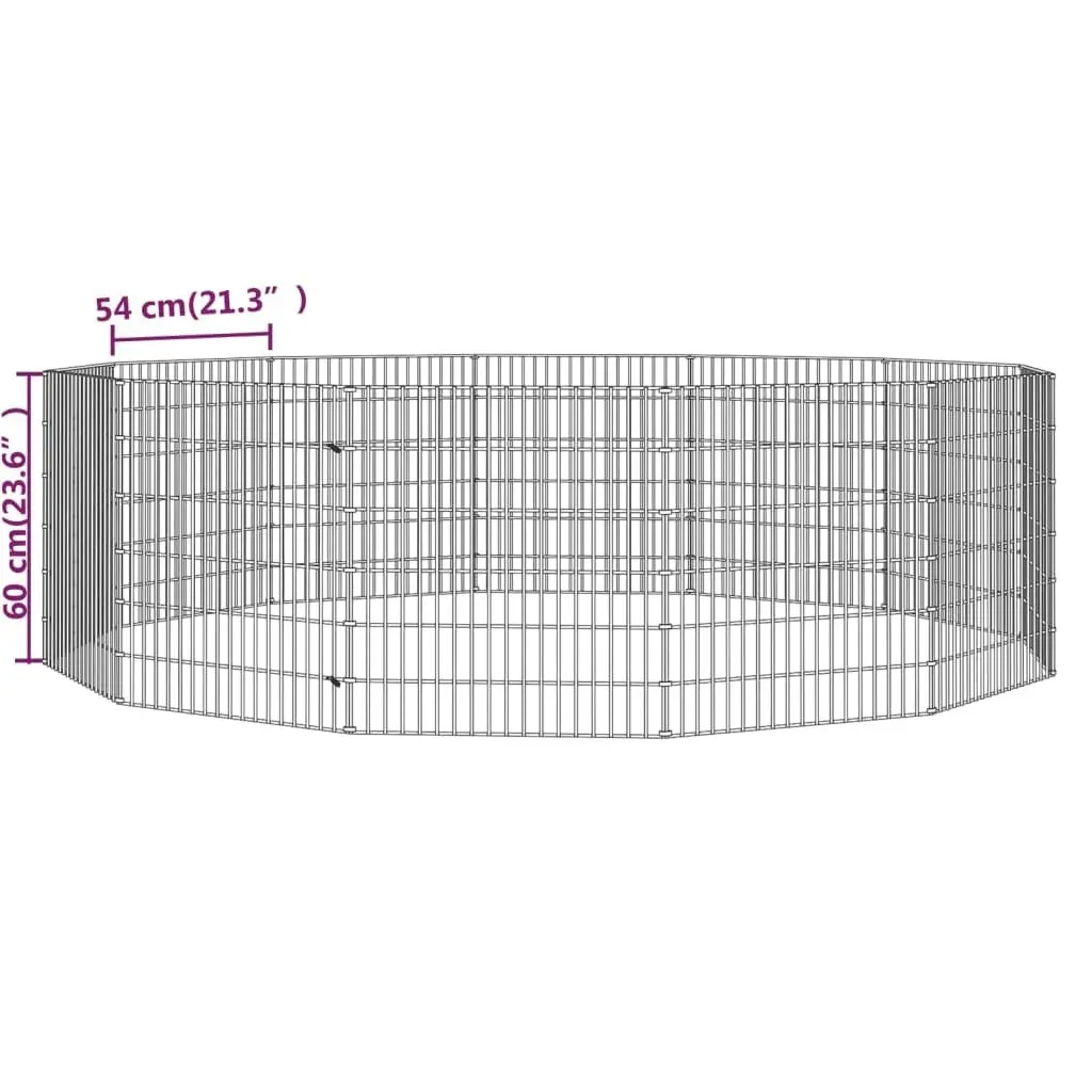 Free Range Animal Enclosure 12-Panel 54x60 cm Galvanised Iron 171576