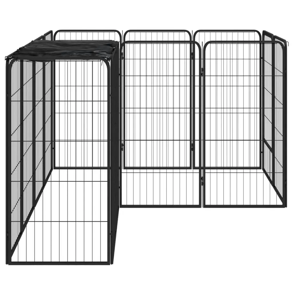 14-Panel Dog Playpen Black 50x100 cm Powder-coated Steel 3115949