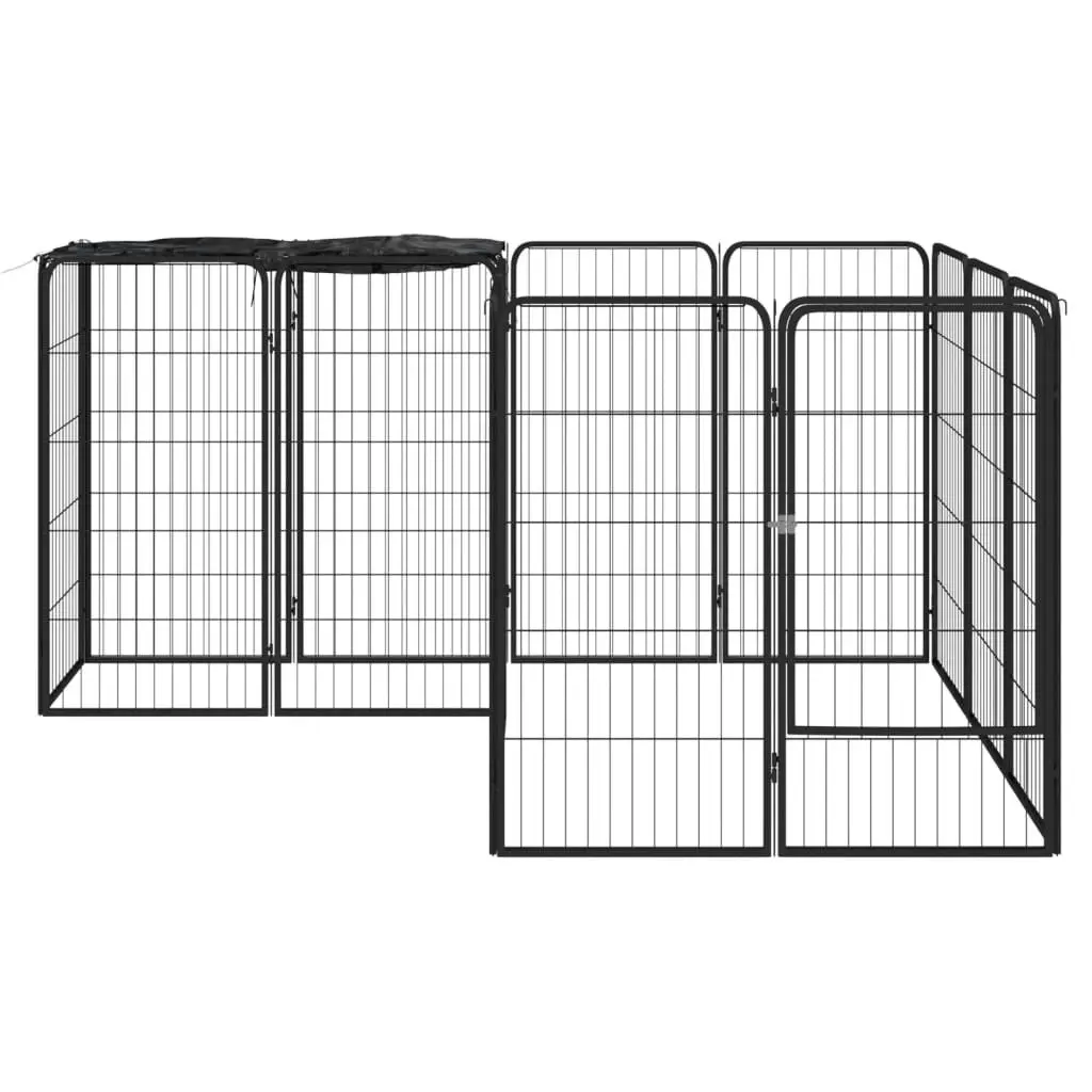 14-Panel Dog Playpen Black 50x100 cm Powder-coated Steel 3115949