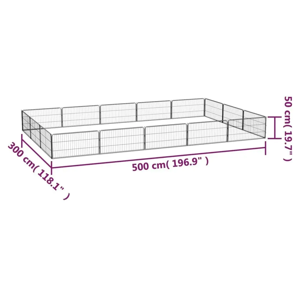 16-Panel Dog Playpen Black 100x50 cm Powder-coated Steel 3115969