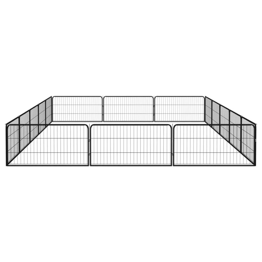 16-Panel Dog Playpen Black 100x50 cm Powder-coated Steel 3115969