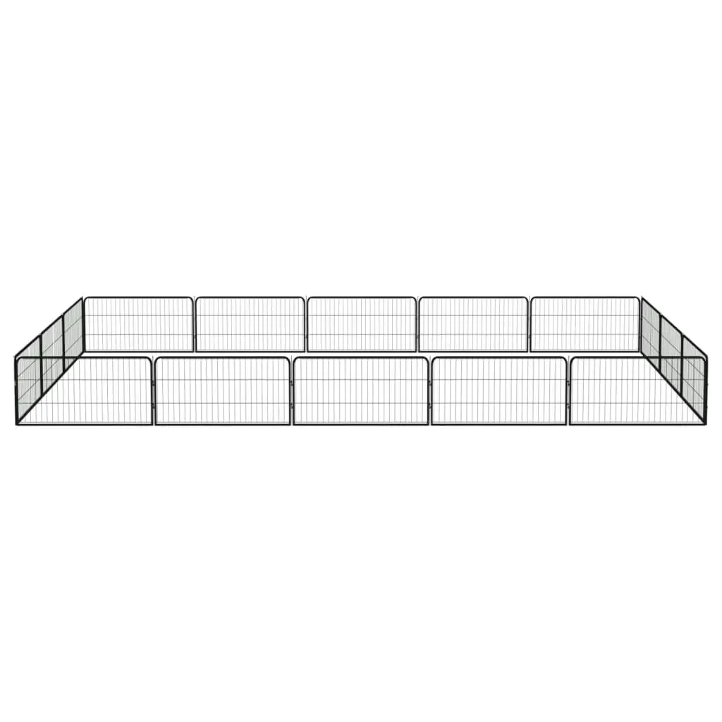 16-Panel Dog Playpen Black 100x50 cm Powder-coated Steel 3115969