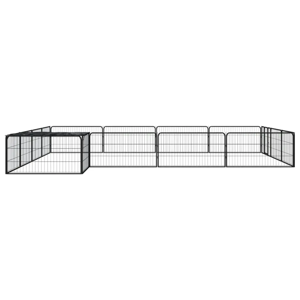 16-Panel Dog Playpen Black 100x50 cm Powder-coated Steel 3115978