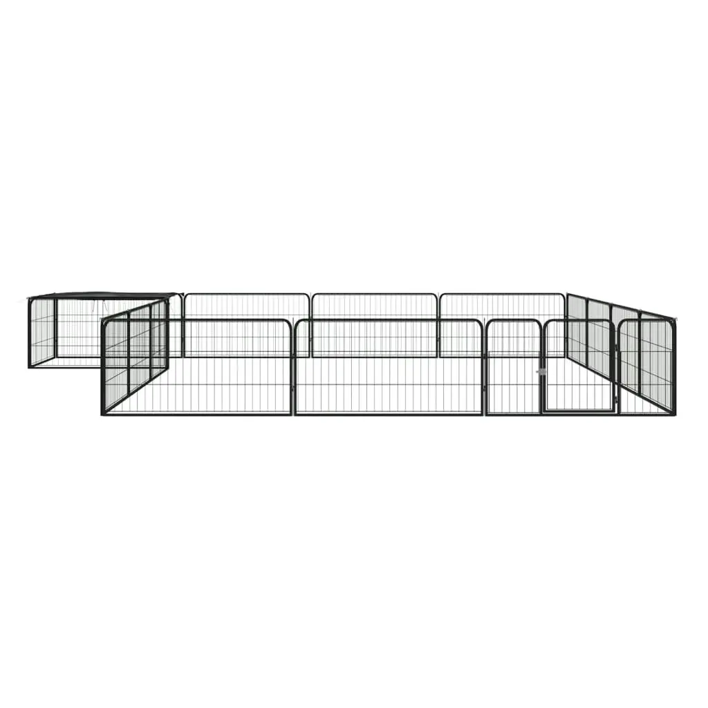 16-Panel Dog Playpen Black 100x50 cm Powder-coated Steel 3115978