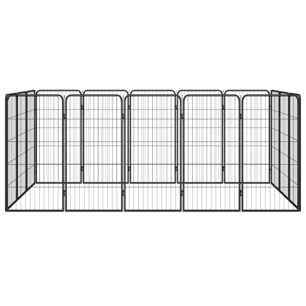 16-Panel Dog Playpen Black 50x100 cm Powder-coated Steel 3115960