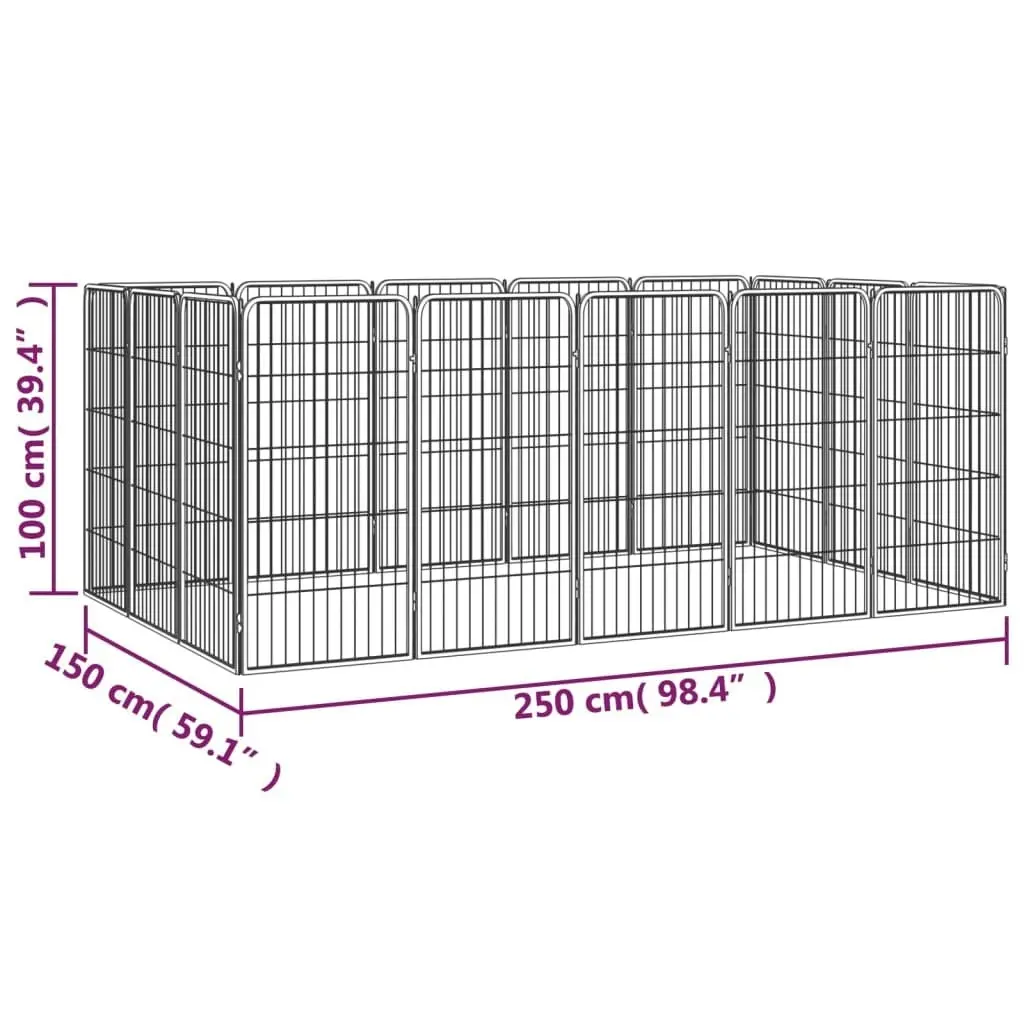 16-Panel Dog Playpen Black 50x100 cm Powder-coated Steel 3115960