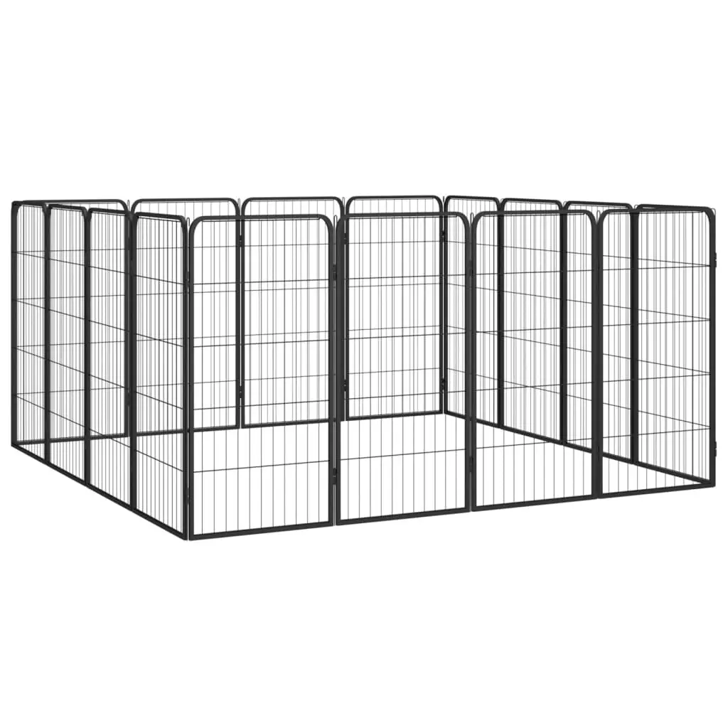 16-Panel Dog Playpen Black 50x100 cm Powder-coated Steel 3115960