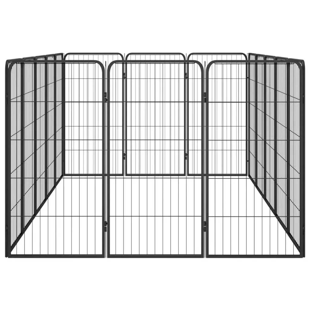 16-Panel Dog Playpen Black 50x100 cm Powder-coated Steel 3115960