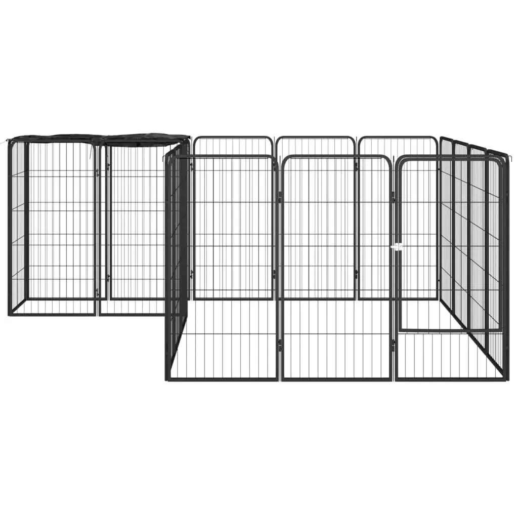 18-Panel Dog Playpen Black 50x100 cm Powder-coated Steel 3115950