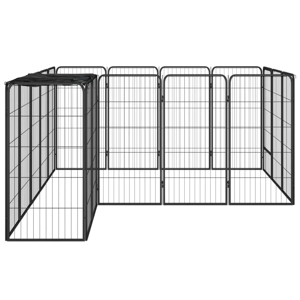 18-Panel Dog Playpen Black 50x100 cm Powder-coated Steel 3115950