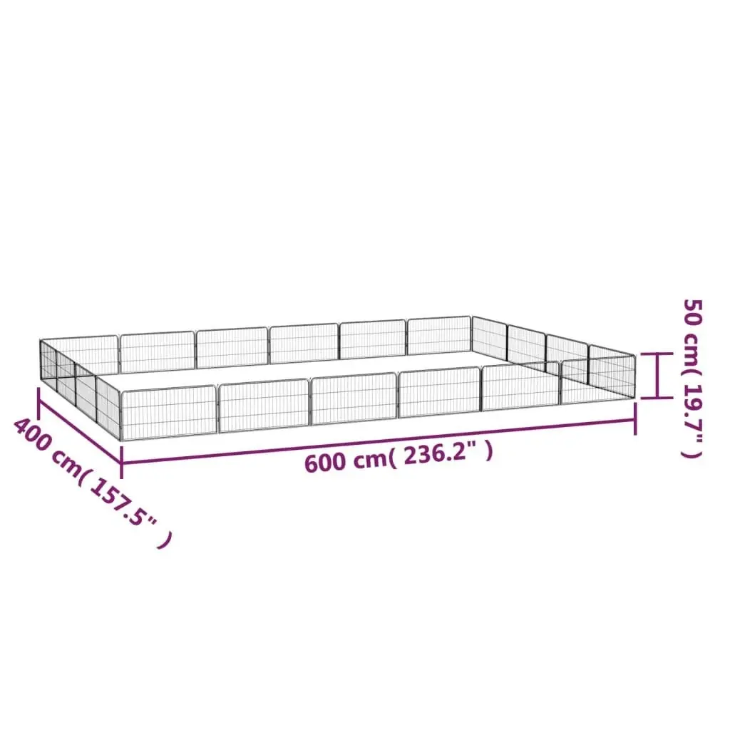 20-Panel Dog Playpen Black 100x50 cm Powder-coated Steel 3115970