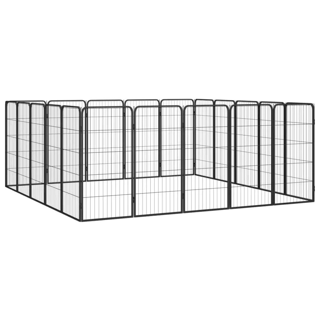 20-Panel Dog Playpen Black 50x100 cm Powder-coated Steel 3115961